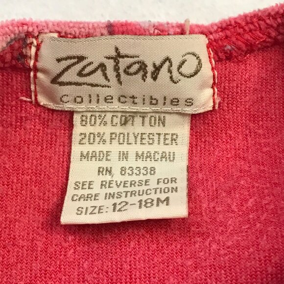 Vintage Zutano Collection Animal Print Dress Baby Girls Size 12-18M Cotton Blend - Picture 7 of 9